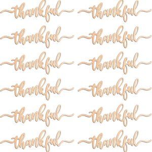 12PCS Thanksgiving Place Cards Thankful Wood Signs Fall Dining Table Plate Ornam